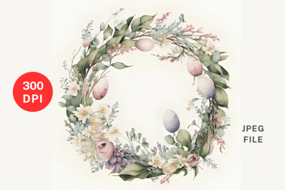Easter Eggs and Floral Ring Illustrations