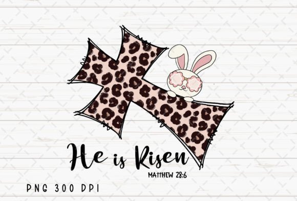 He is Risen Bible Cross Bunny Easter PNG