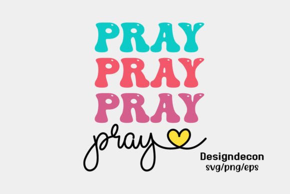 Pray Heart Lettering Retro Svg for Crafts